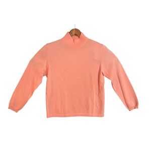 Sutton Studio Merino Wool Turtleneck Sweater Coral Orange Size L